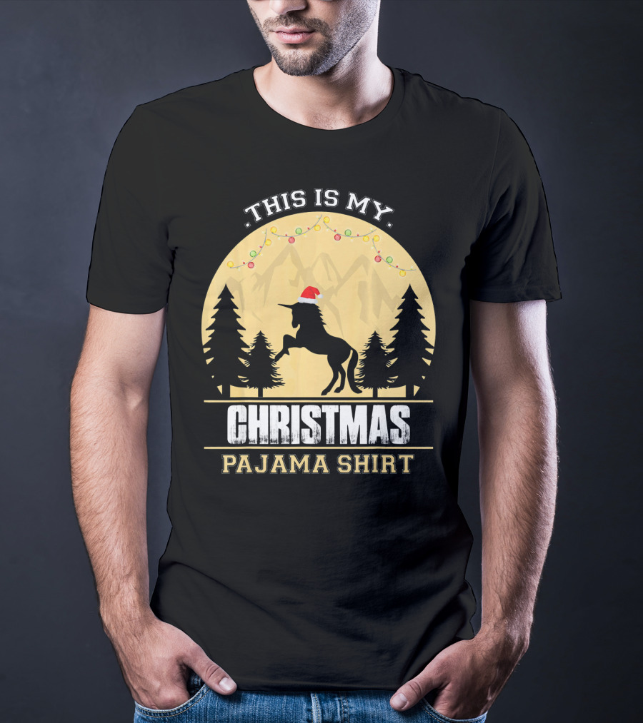 This Is My Christmas Pajama Shirt Santa Unicorn T-Shirt