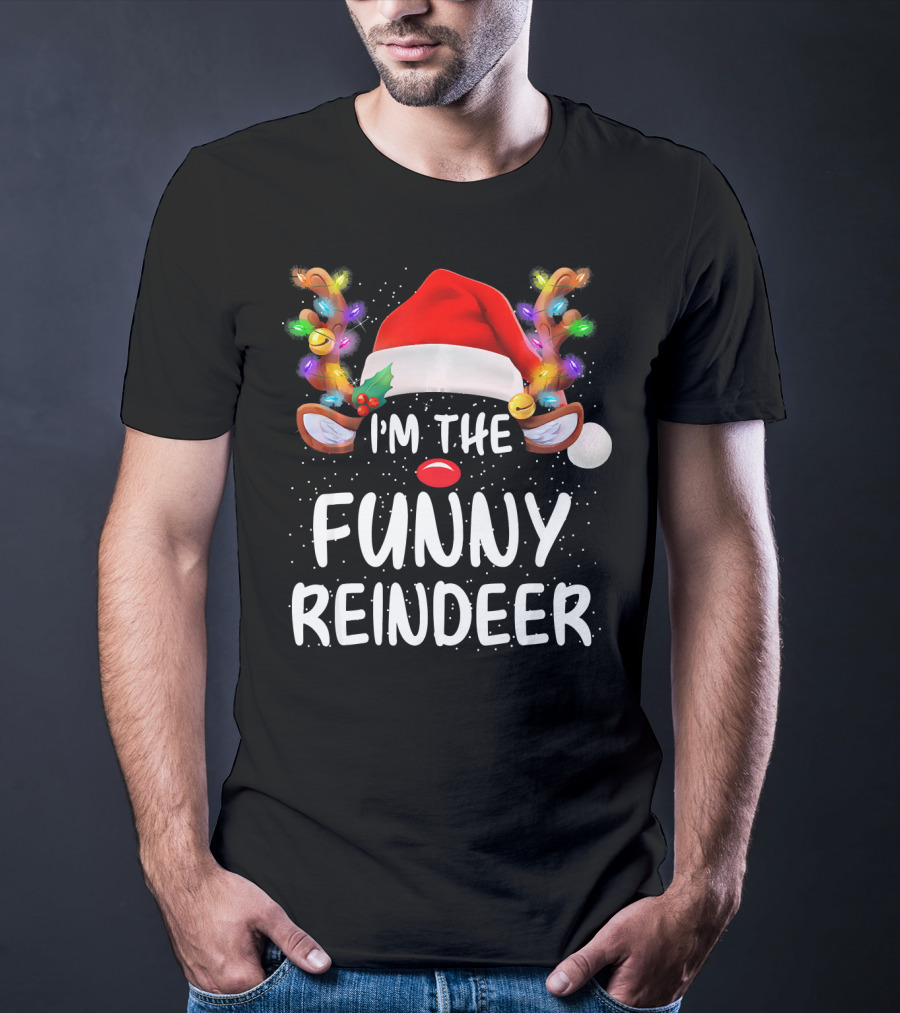 I'm The Funny Reindeer Santa Hat Festive Lights T-Shirt