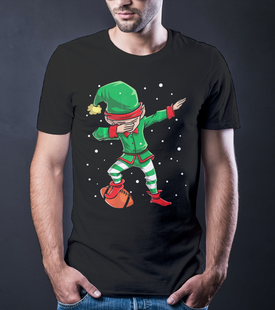 Dabbing Elf Christmas Football Holiday Fun T-Shirt