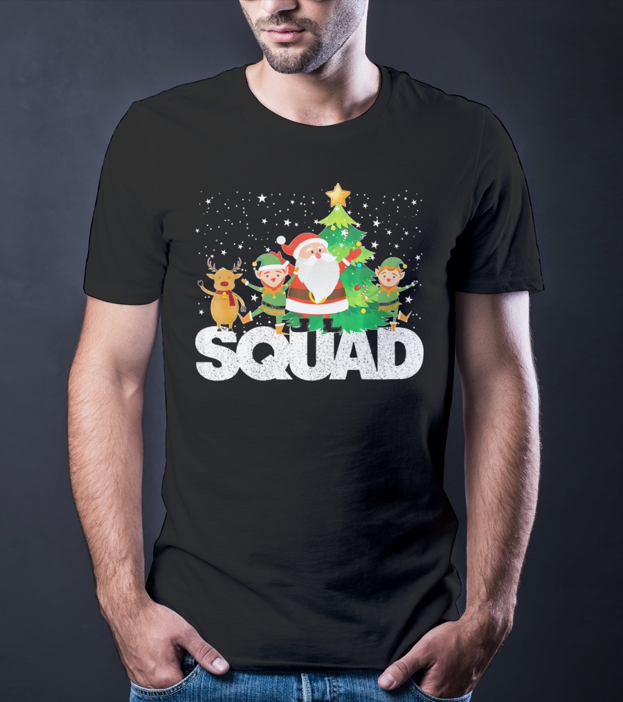 Santa Elf Reindeer Squad Christmas Tree T-Shirt