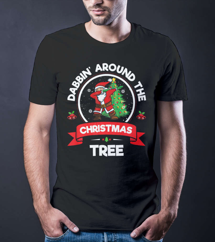 Dabbin' Santa Dancing Around The Christmas Tree Holiday Fun T-Shirt