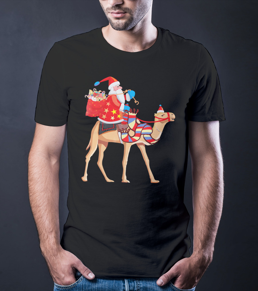 Santa Riding Camel Festive Christmas Adventure T-Shirt