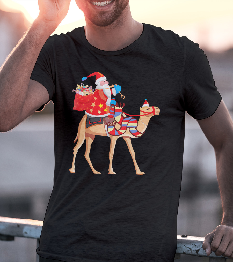 Santa Riding Camel Festive Christmas Adventure T-Shirt