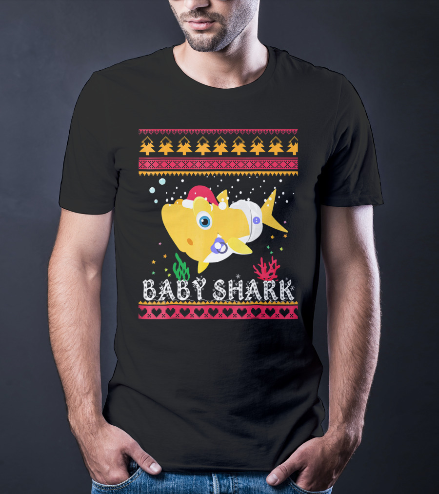 Baby Shark Santa Hat Christmas T-Shirt