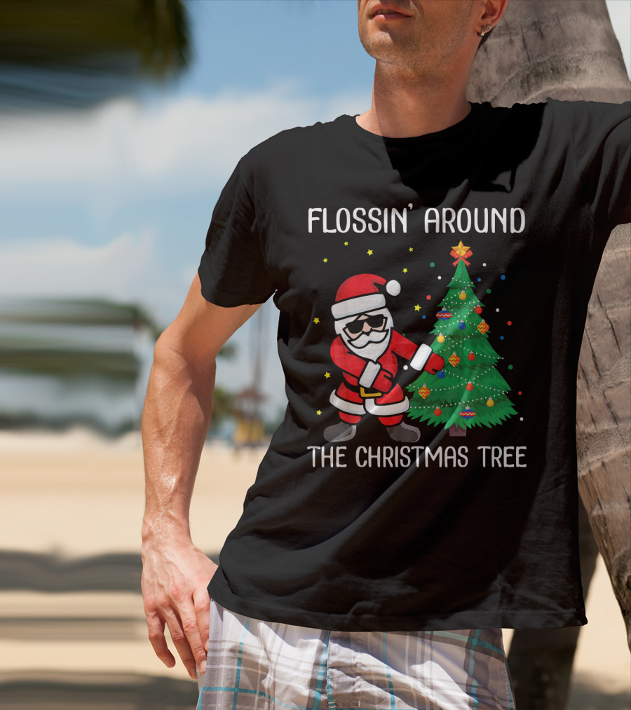 Flossin' Around The Christmas Tree With Santa Claus T-Shirt