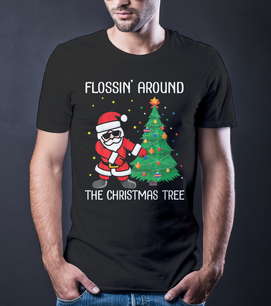 Flossin' Around The Christmas Tree With Santa Claus T-Shirt
