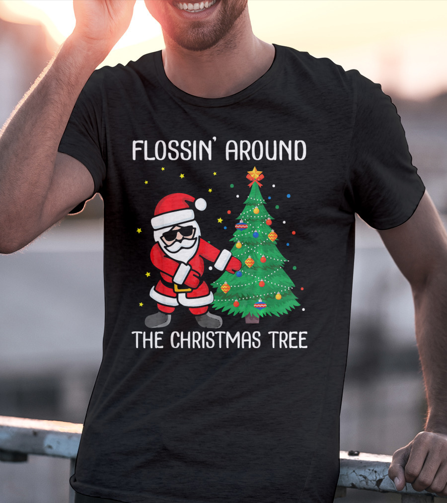 Flossin' Around The Christmas Tree With Santa Claus T-Shirt