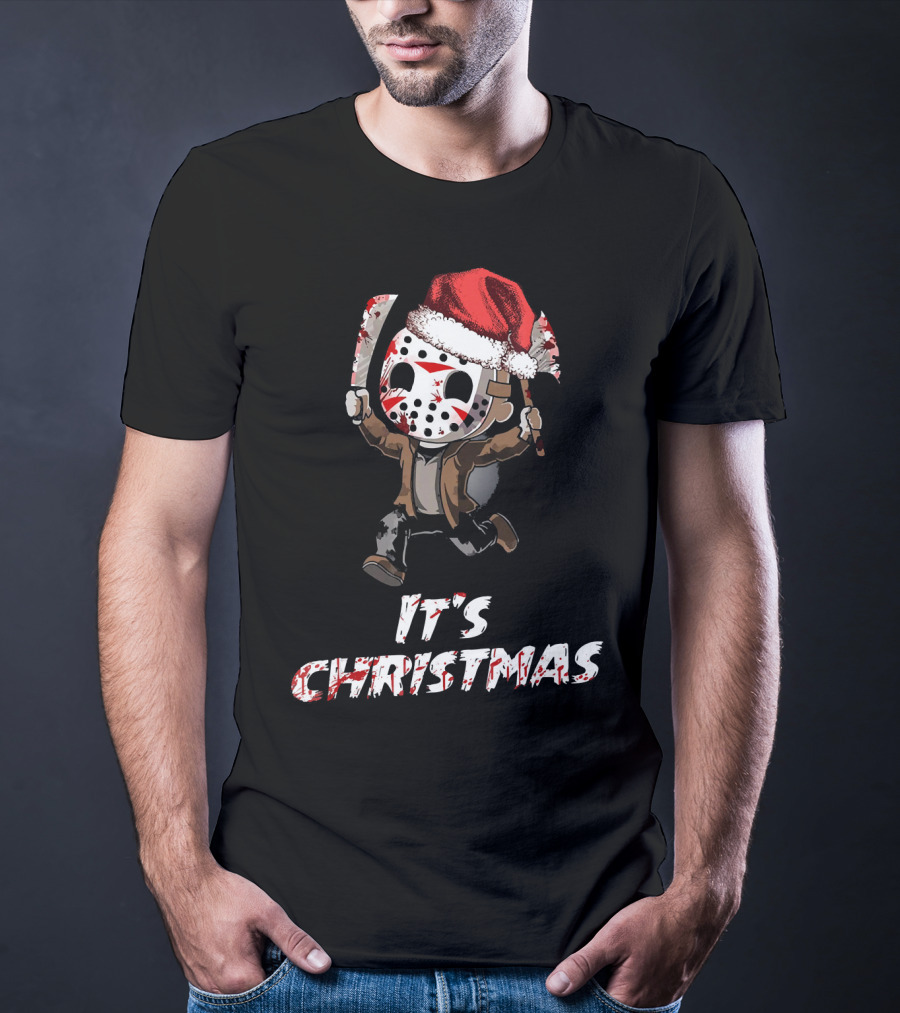 It's Christmas Funny Friday 13th Jason Santa Hat T-Shirt