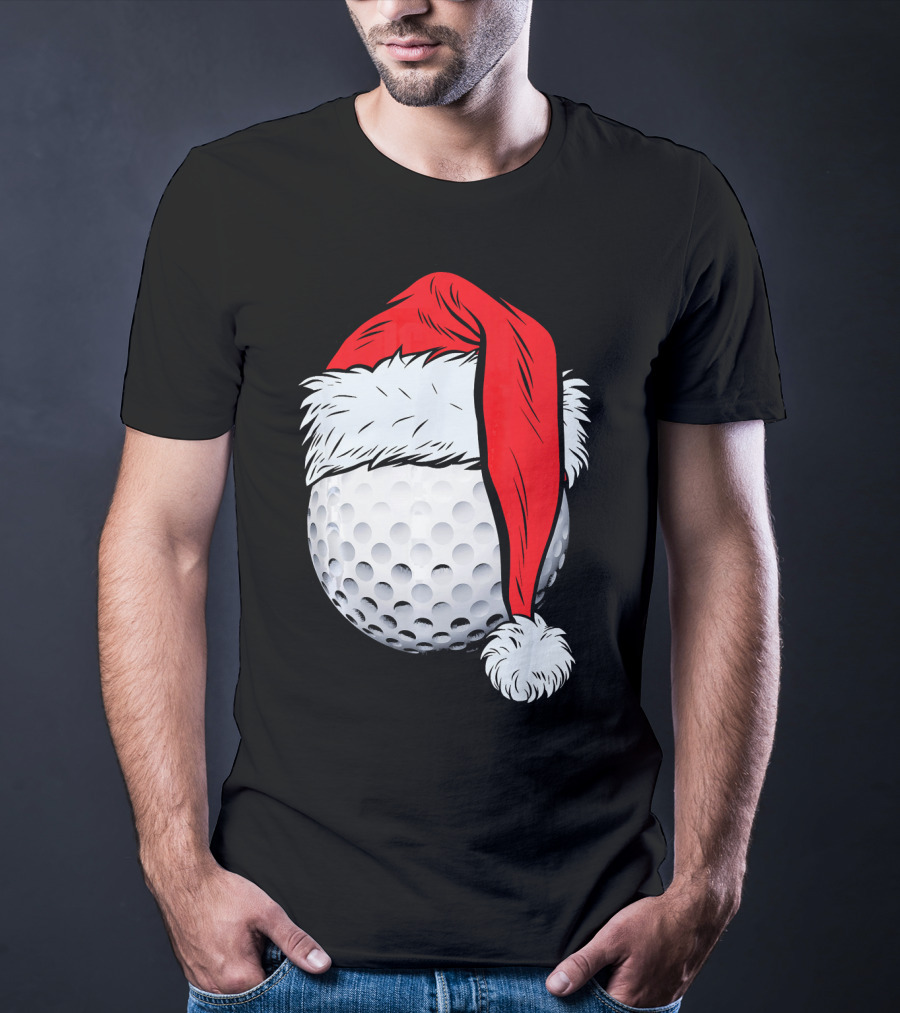 Christmas Golf Ball With Santa Hat T-Shirt