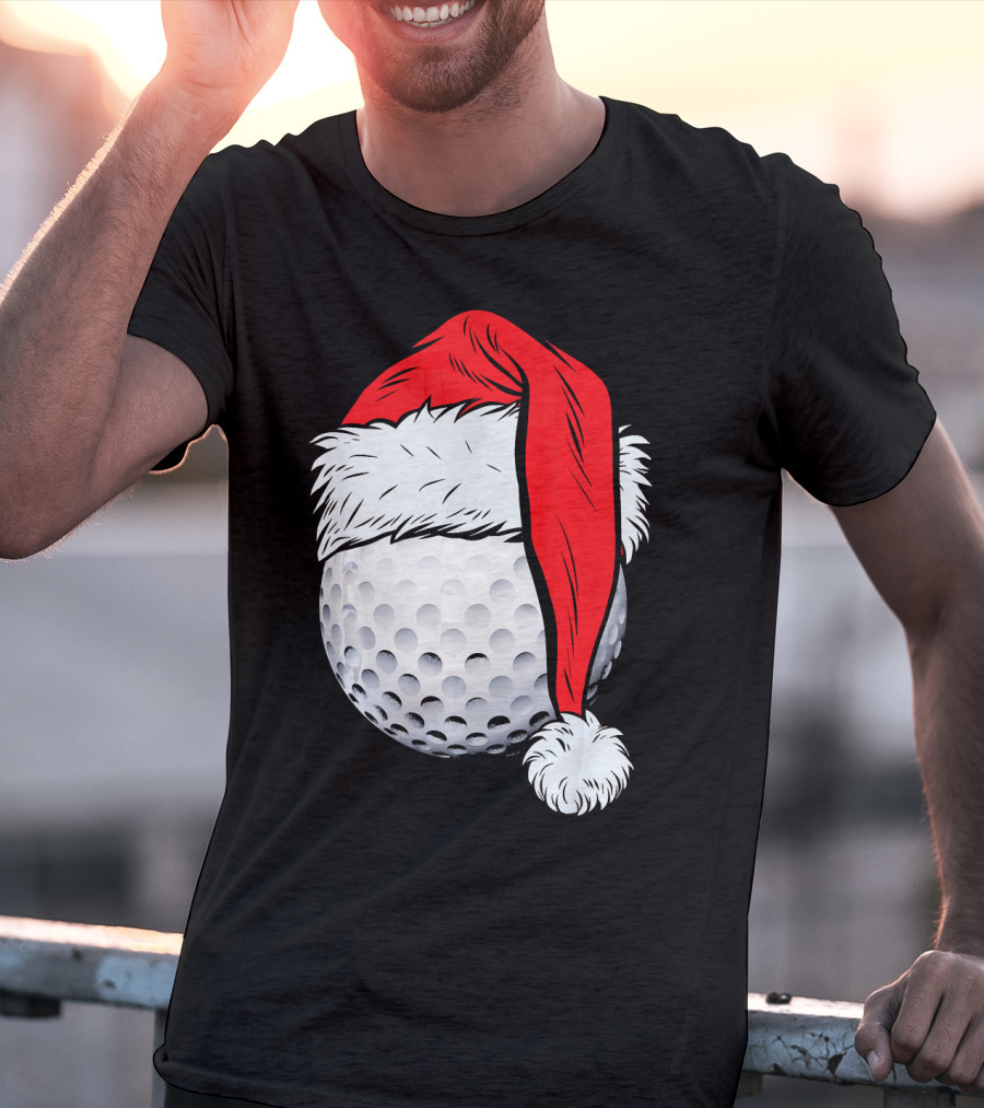 Christmas Golf Ball With Santa Hat T-Shirt