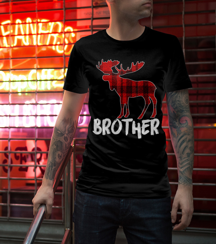 Brother Red Plaid Moose T-Shirt