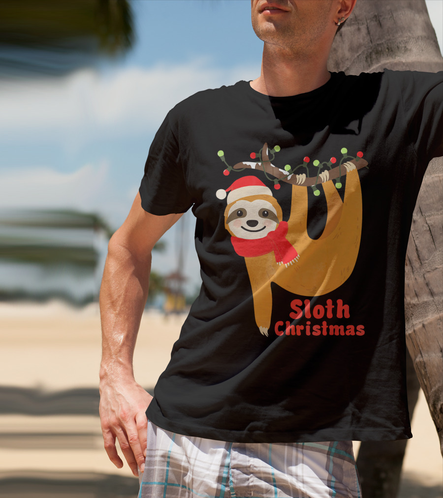 Sloth Christmas Funny Hanging Holiday Sloth T-Shirt