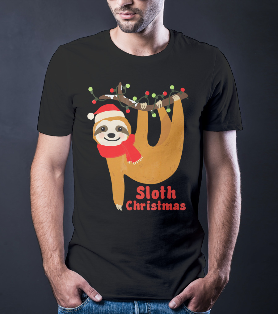 Sloth Christmas Funny Hanging Holiday Sloth T-Shirt