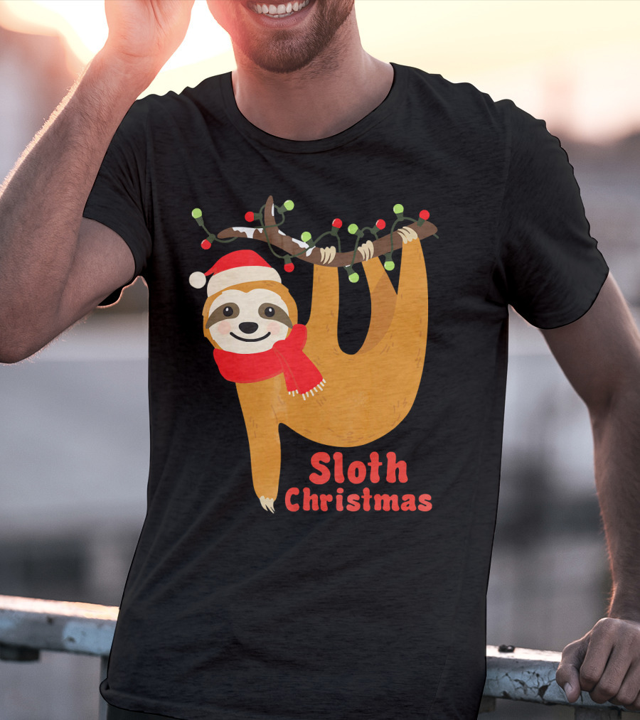 Sloth Christmas Funny Hanging Holiday Sloth T-Shirt