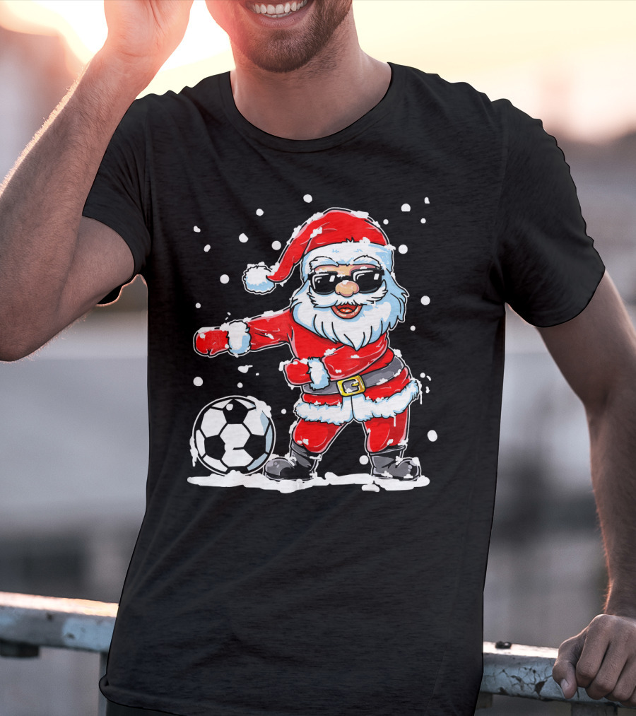 Christmas Flossing Santa Soccer T-Shirt