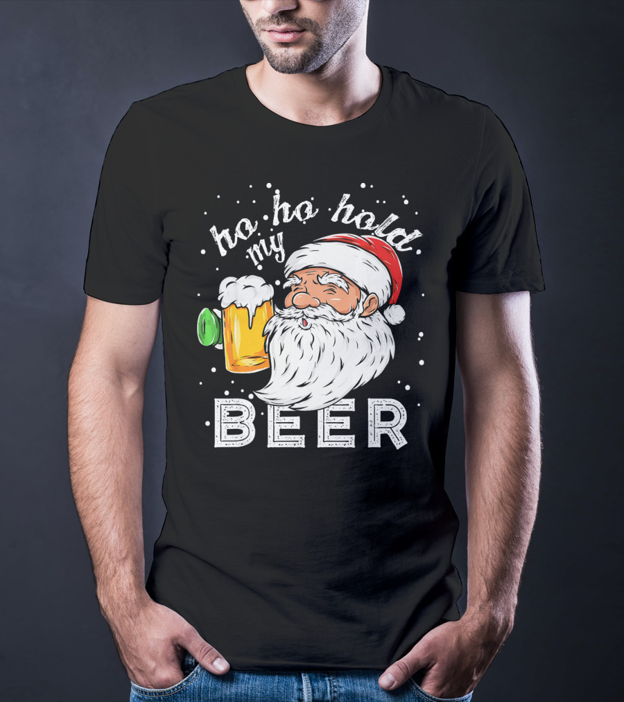 Ho Ho Hold My Beer Santa Christmas Drinking T-Shirt