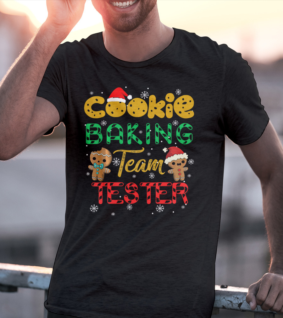 Cookie Baking Team Tester Gingerbread Santa Hats Winter Snowflakes T-Shirt