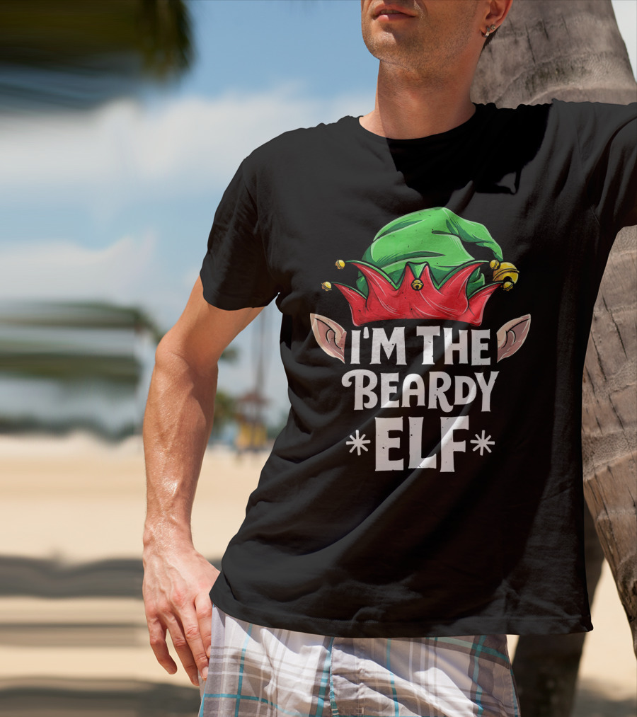 I'm The Beardy Elf Holiday Humor With Santa's Little Helper Hat T-Shirt