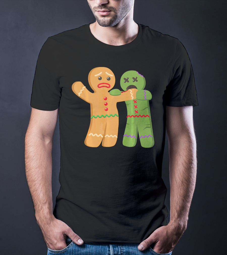 Gingerbread Zombie Funny Biting Cookie Humor Halloween T-Shirt