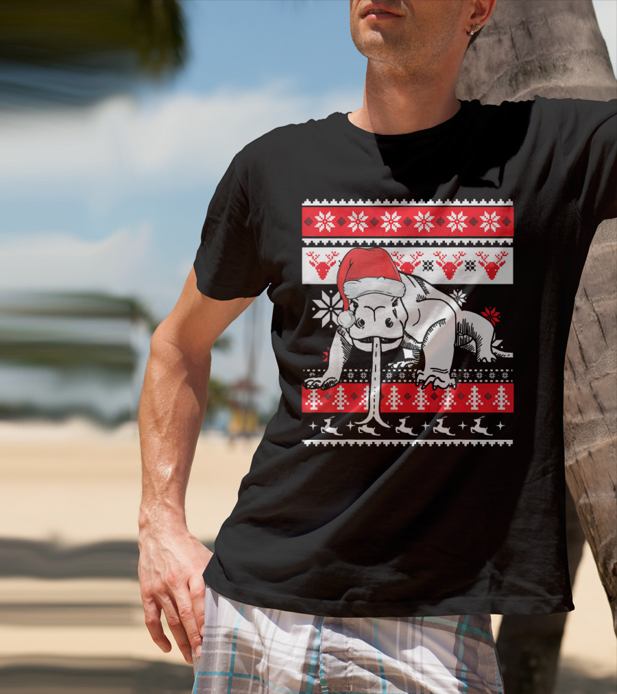 Ugly Christmas Komodo Dragon Reptile Santa Holiday T-Shirt