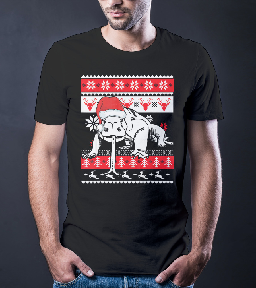 Ugly Christmas Komodo Dragon Reptile Santa Holiday T-Shirt