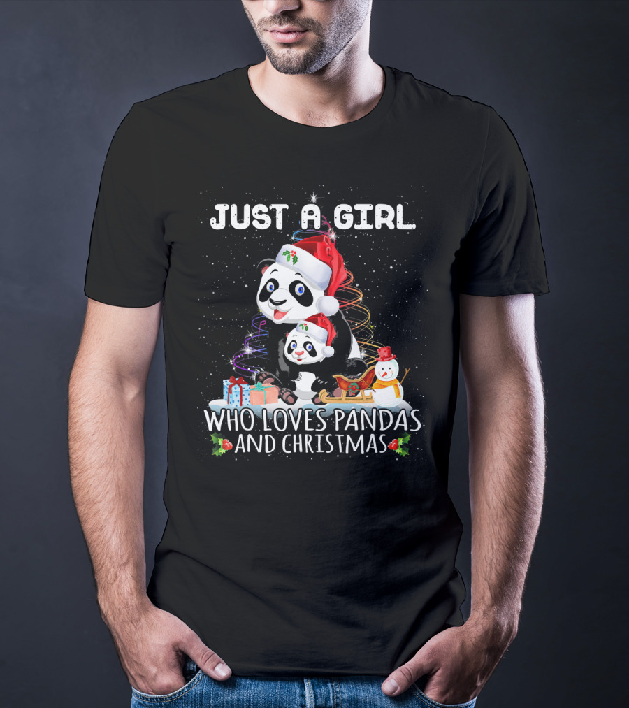 Just A Girl Who Loves Pandas And Christmas T-Shirt