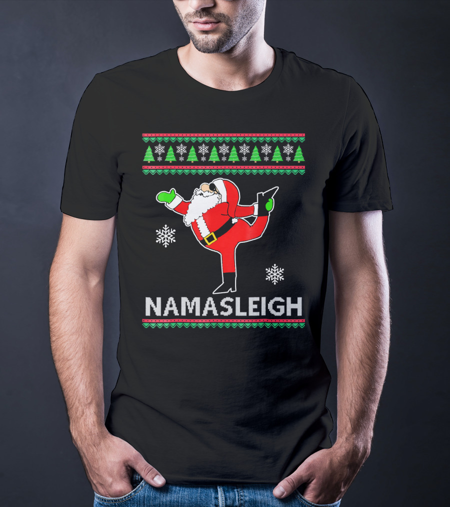 Namasleigh Santa Yoga Christmas Holiday T-Shirt