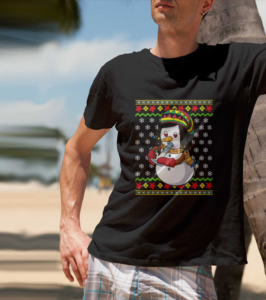 Marijuana Snowman Cannabis Ugly Sweater Rasta T-Shirt