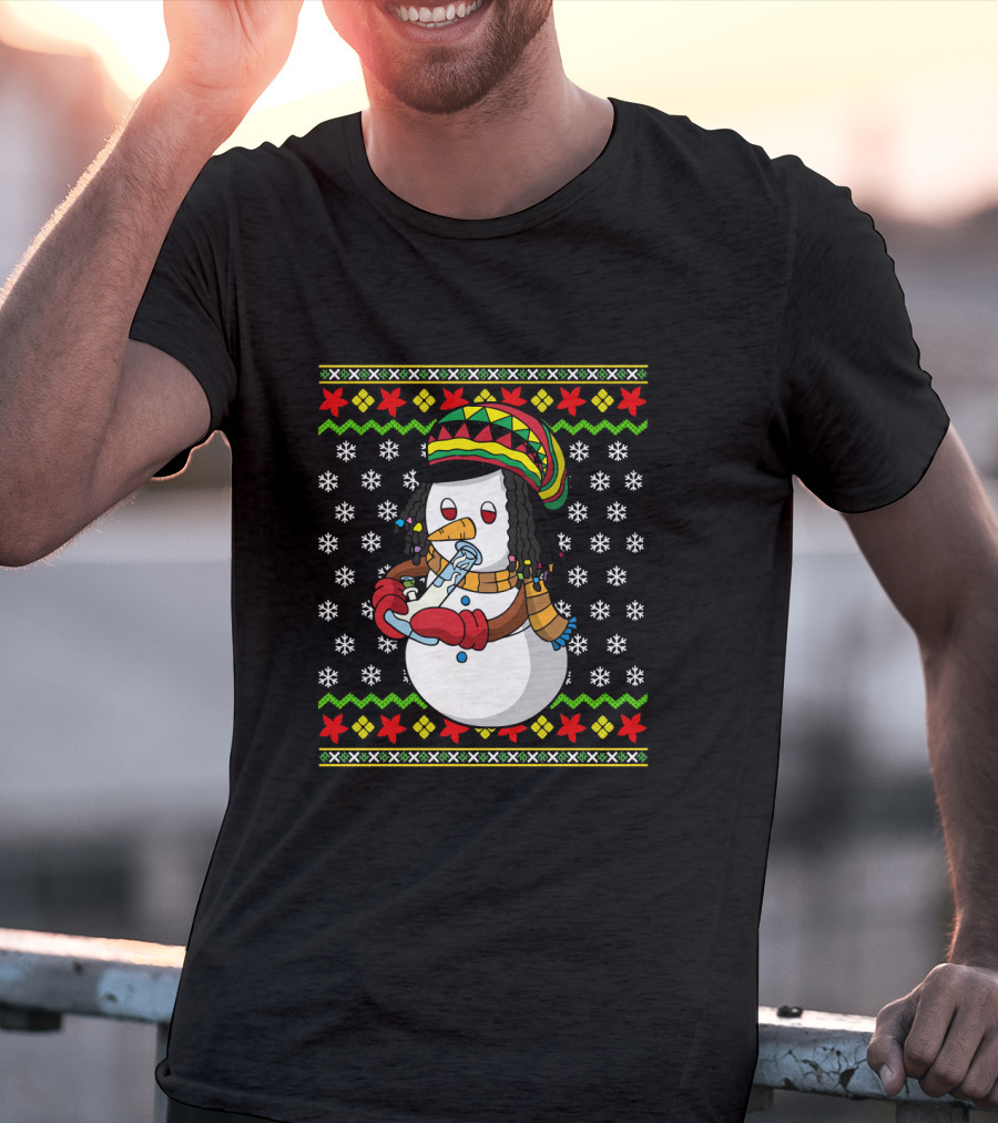 Marijuana Snowman Cannabis Ugly Sweater Rasta T-Shirt