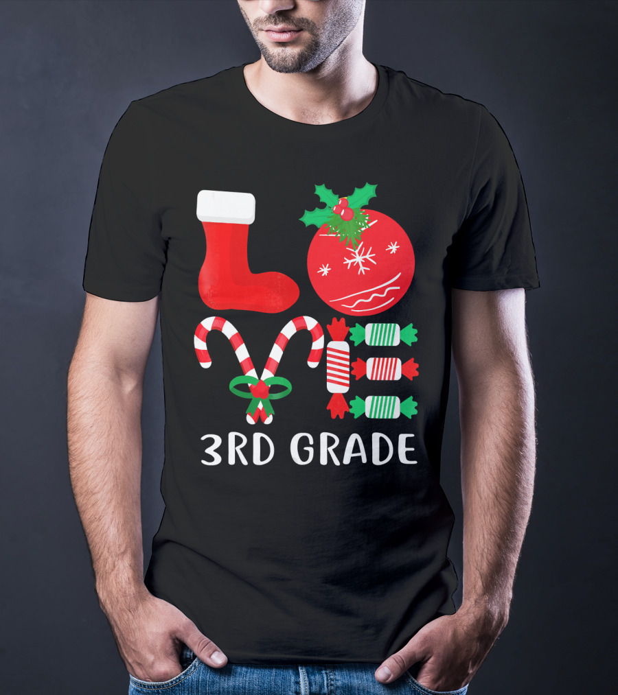 Candy Cane Christmas 3rd Grade Holiday T-Shirt