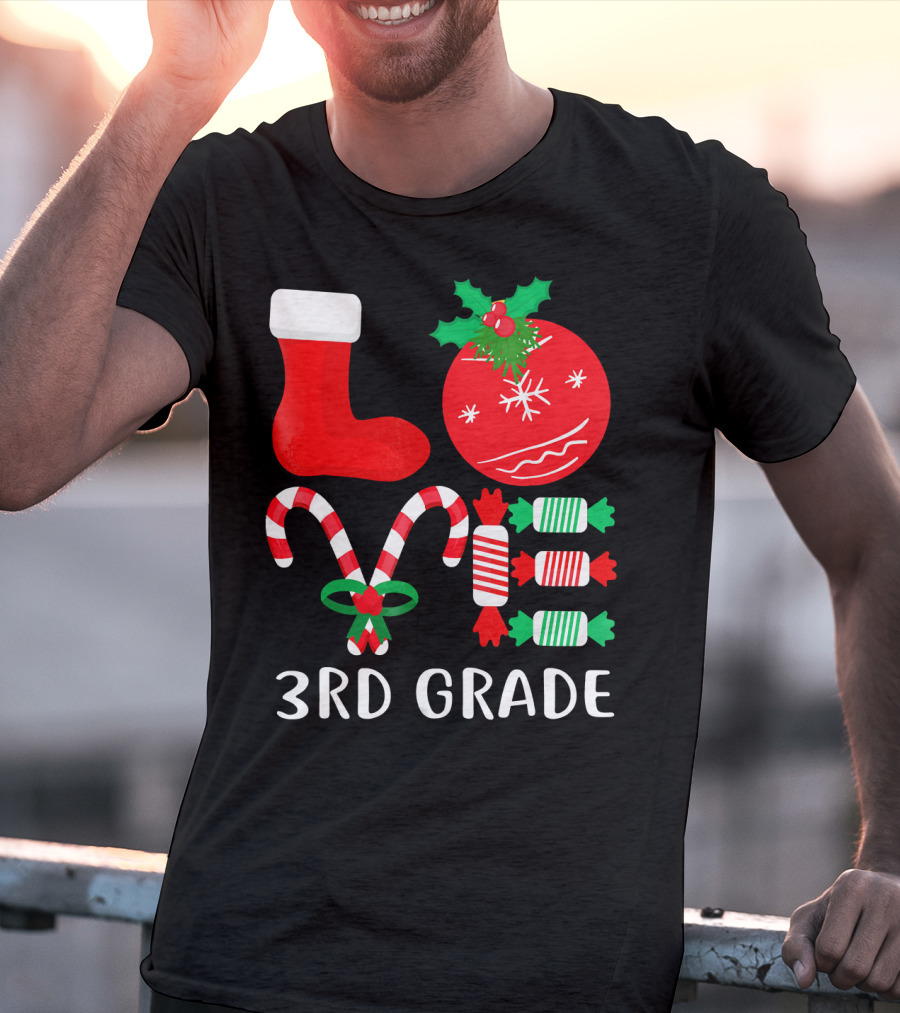 Candy Cane Christmas 3rd Grade Holiday T-Shirt