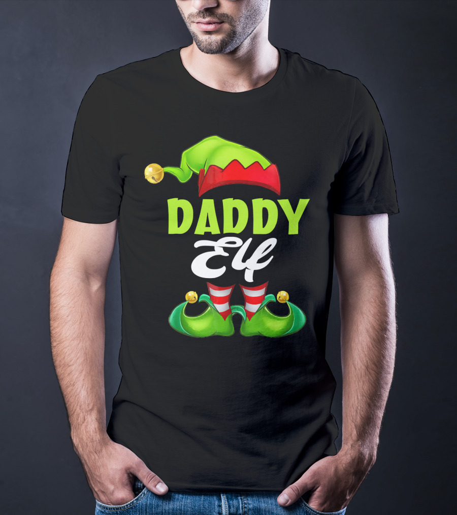 Daddy Elf Christmas Hat And Shoes T-Shirt