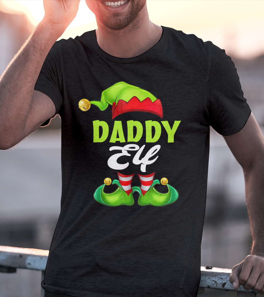 Daddy Elf Christmas Hat And Shoes T-Shirt