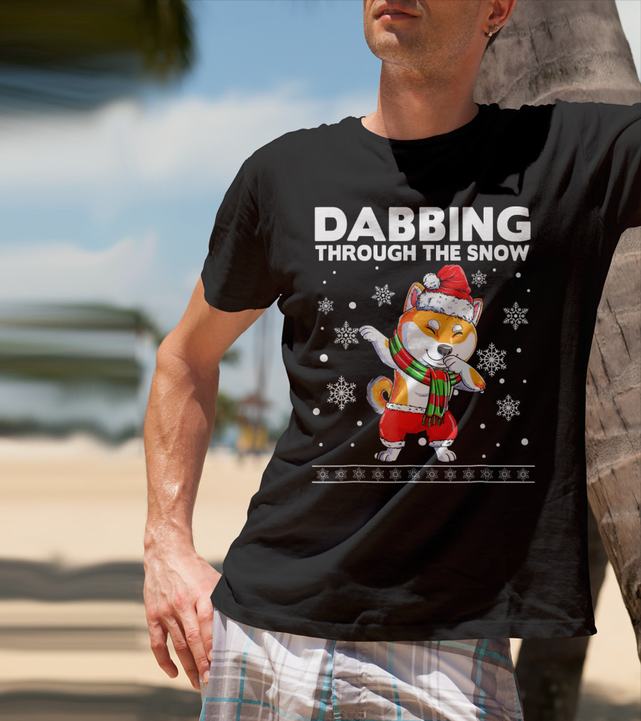 Dabbing Through The Snow Shiba Inu Santa T-Shirt