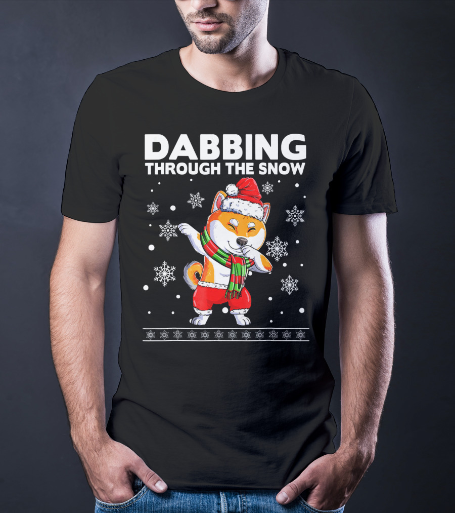 Dabbing Through The Snow Shiba Inu Santa T-Shirt