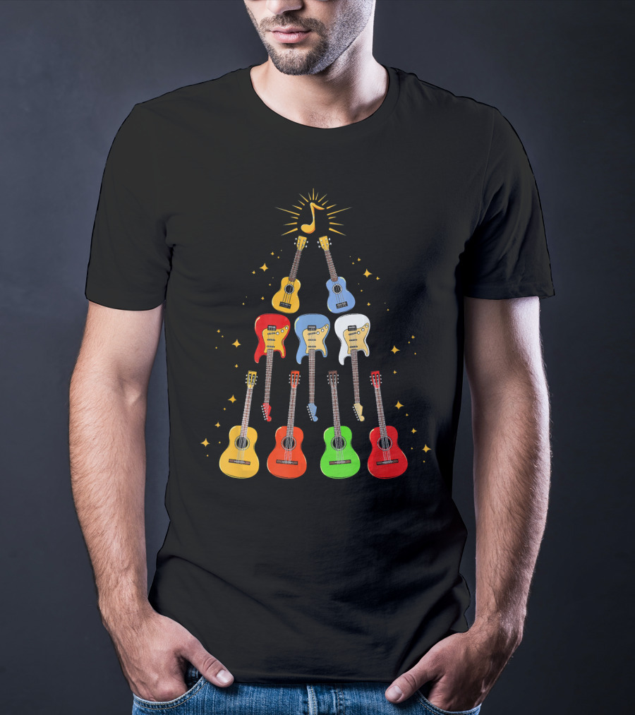 Guitar Christmas Tree Musical Funny Singer Instrument Holiday Display T-Shirt