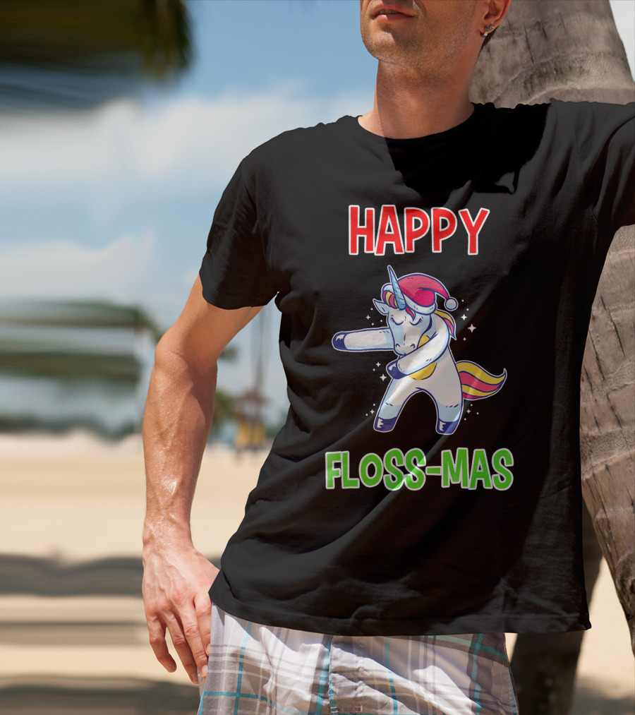 HAPPY FLOSS-MAS Unicorn Christmas Floss T-Shirt