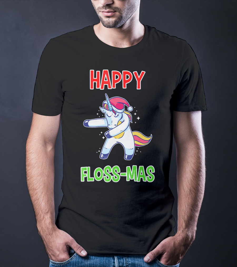 HAPPY FLOSS-MAS Unicorn Christmas Floss T-Shirt
