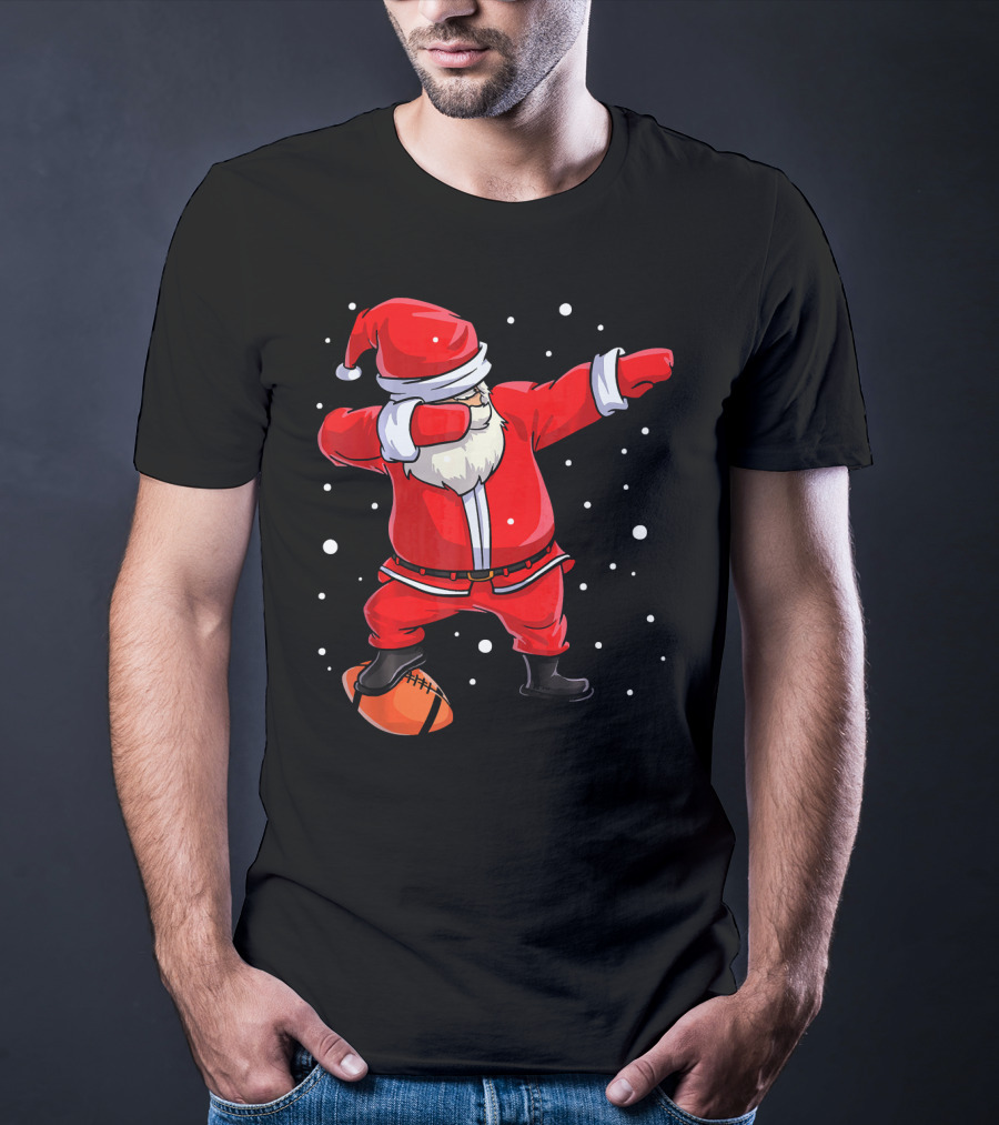 Santa Dabbing With Football Snowflakes T-Shirt