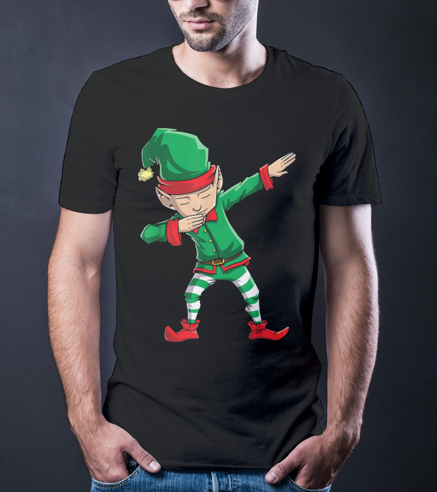 Christmas Dabbing Elf Squad Festive Dance Gesture T-Shirt