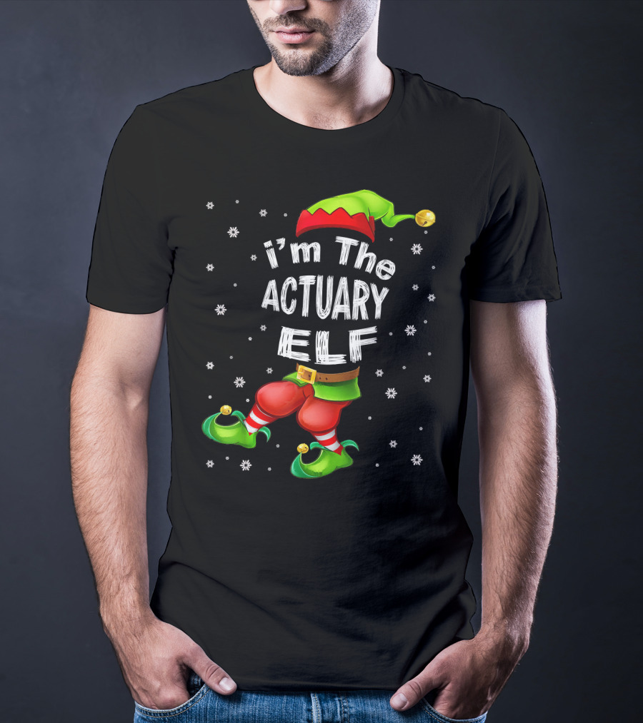 I'm The Actuary Elf Matching Family Group Christmas Snowflakes T-Shirt