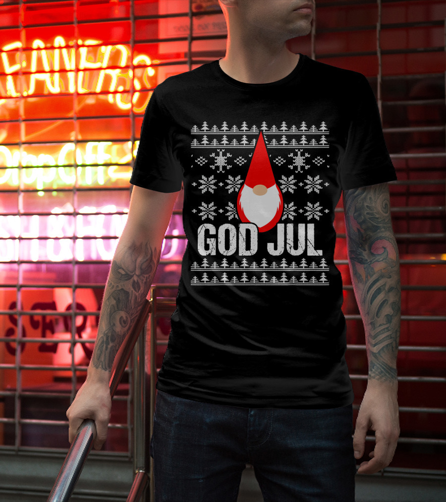 God Jul Gnome Tomte Christmas Nordic T-Shirt