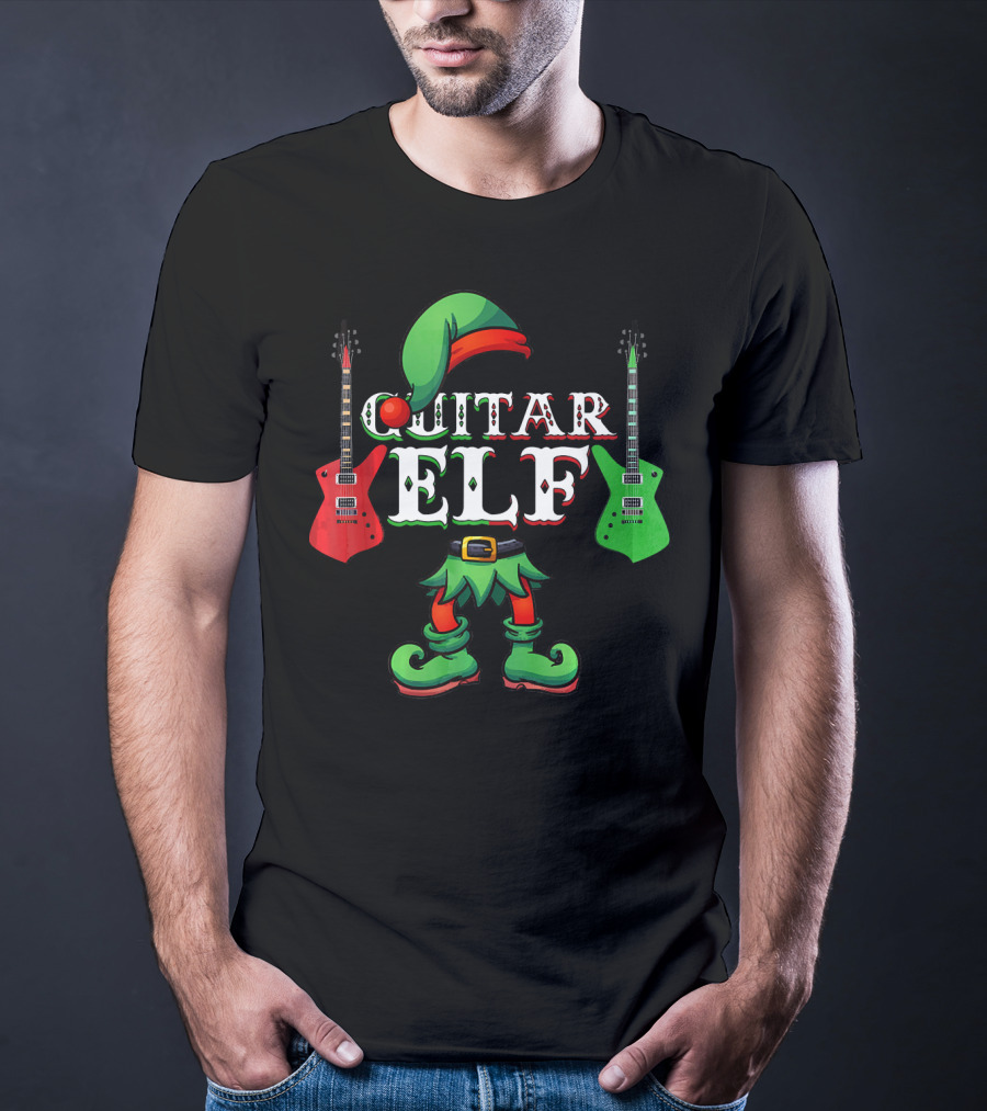 Guitar Elf Electric Guitar Christmas Team T-Shirt