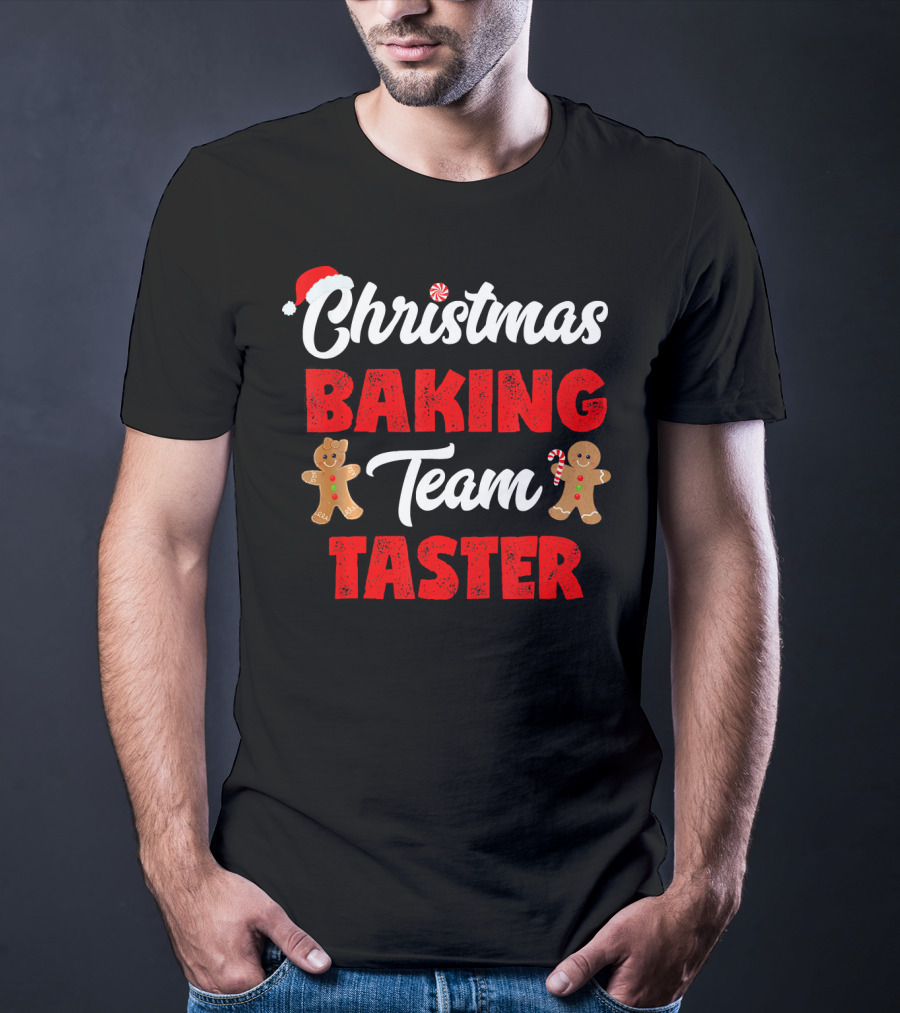 Christmas Baking Team Taster Gingerbread Candy Cane Santa Hat T-Shirt