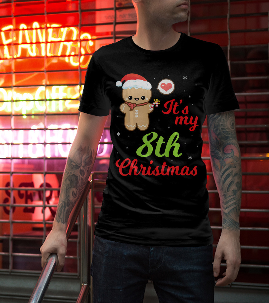 Gingerbread Noel Costume Heart Snow It's My 8th Christmas T-Shirt