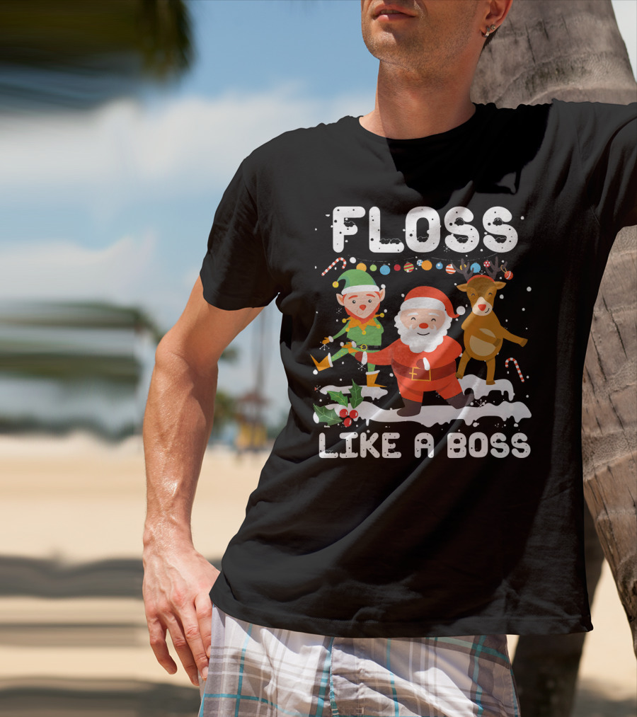Floss Like A Boss Santa Reindeer Elf Christmas T-Shirt