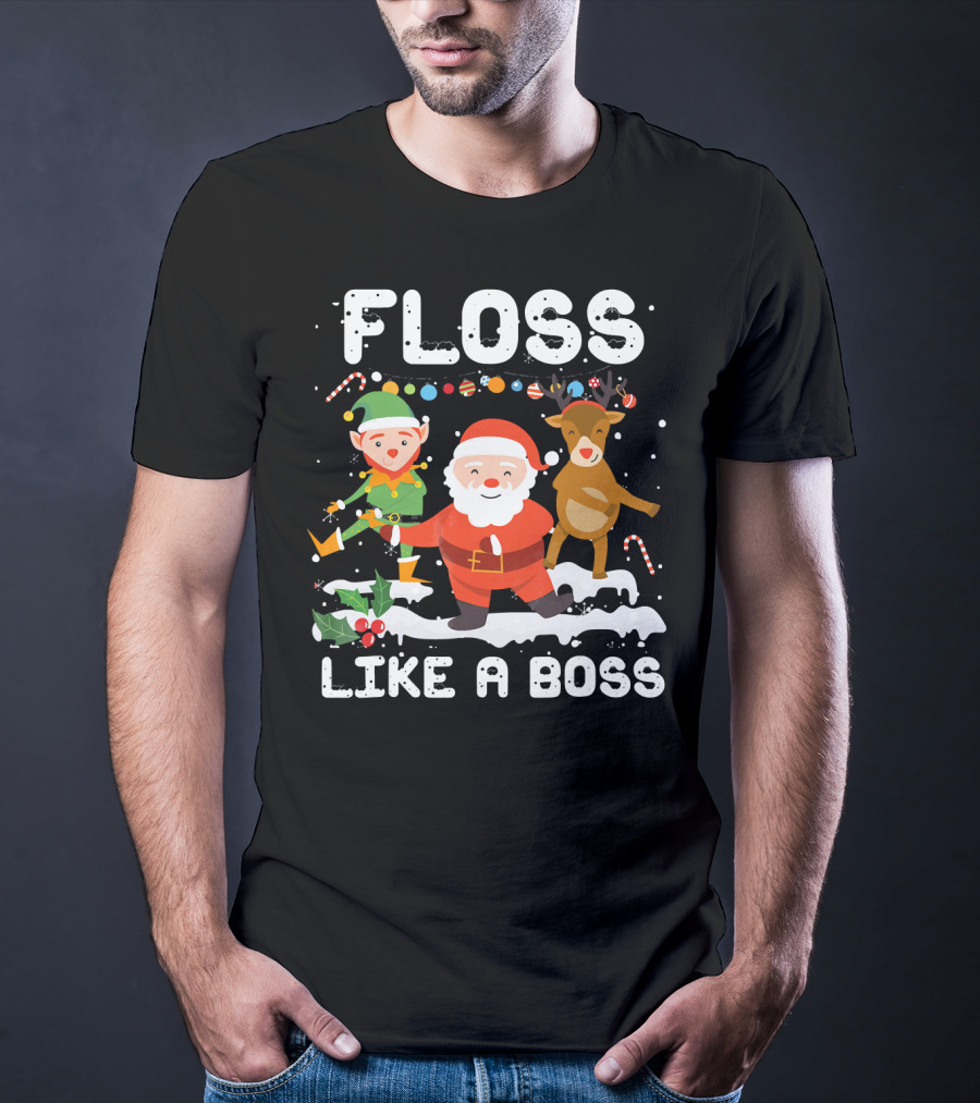 Floss Like A Boss Santa Reindeer Elf Christmas T-Shirt