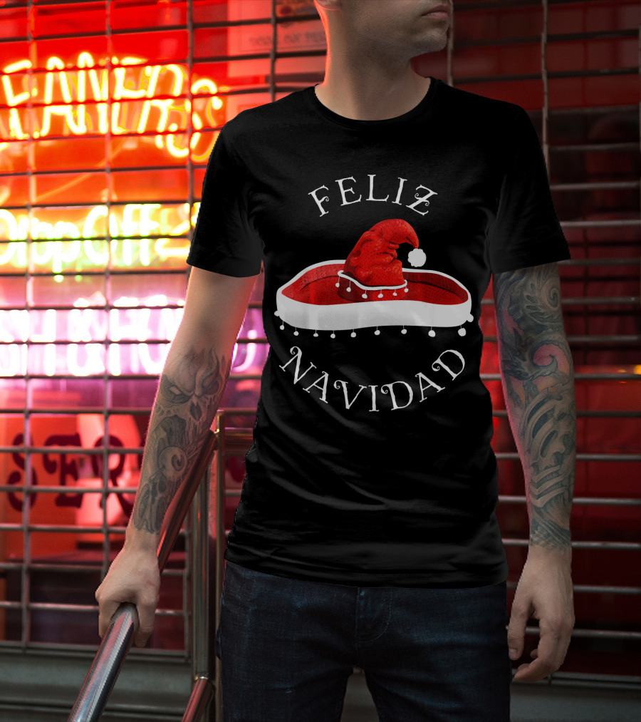 Feliz Navidad Santa Hat Sombrero Christmas Mexico T-Shirt
