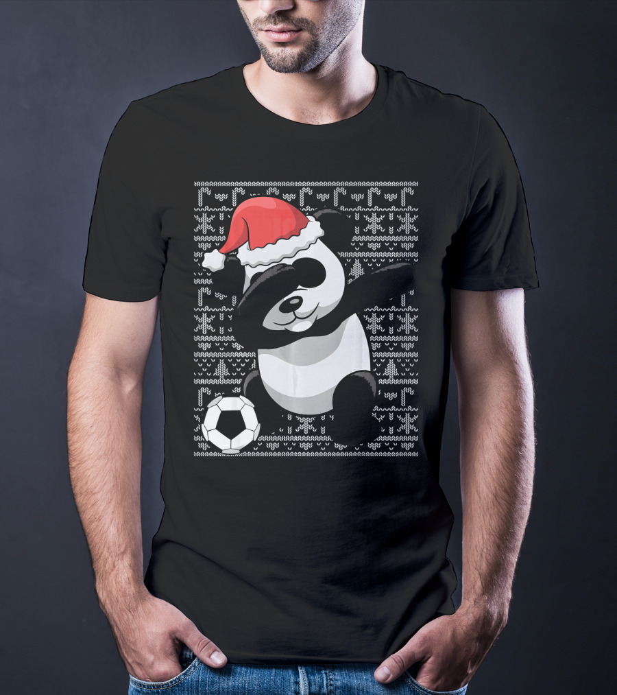Christmas Dabbing Santa Panda Bear Soccer T-Shirt