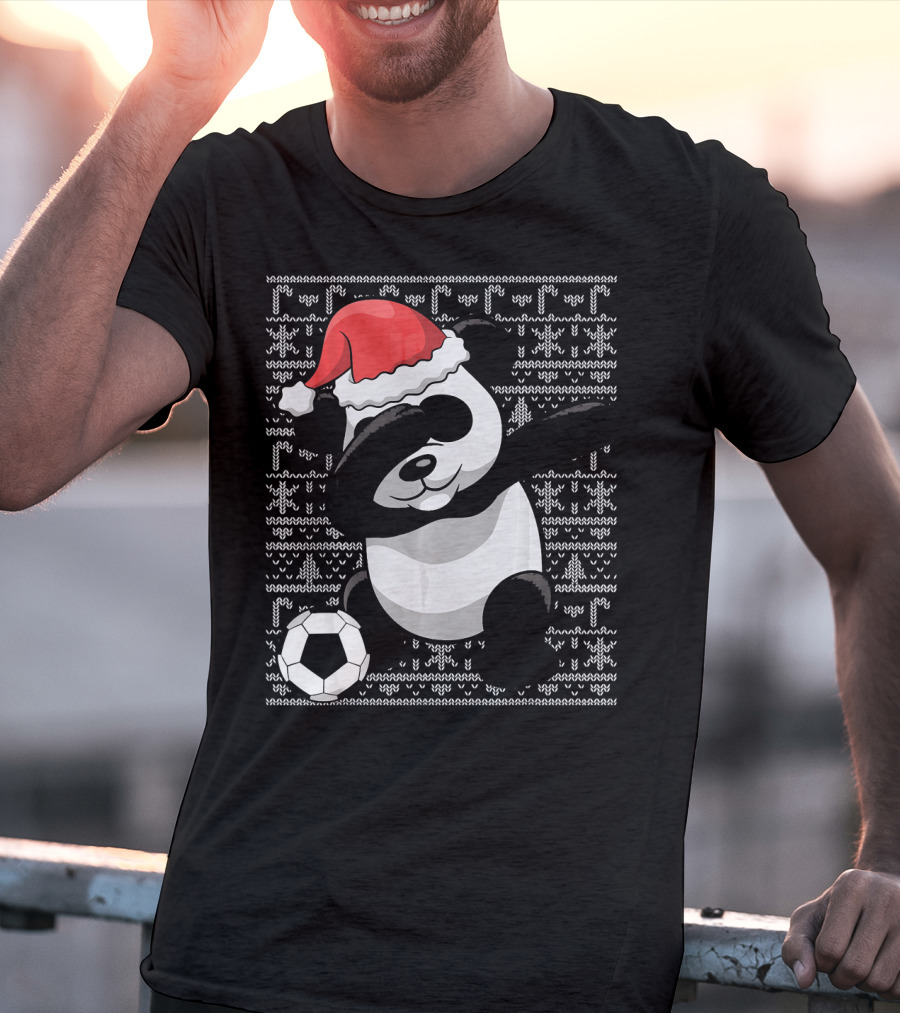 Christmas Dabbing Santa Panda Bear Soccer T-Shirt